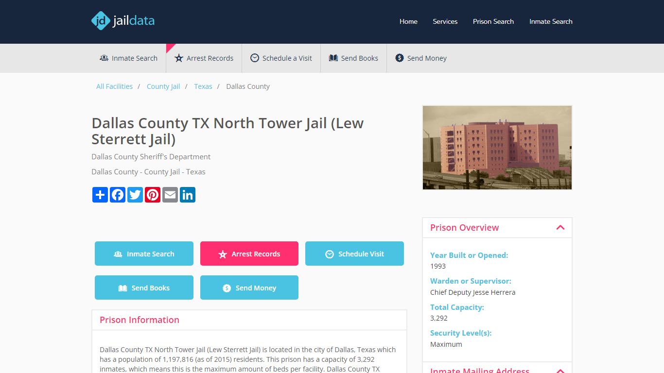 Dallas County TX North Tower Jail (Lew Sterrett Jail) Inmate Search and ...