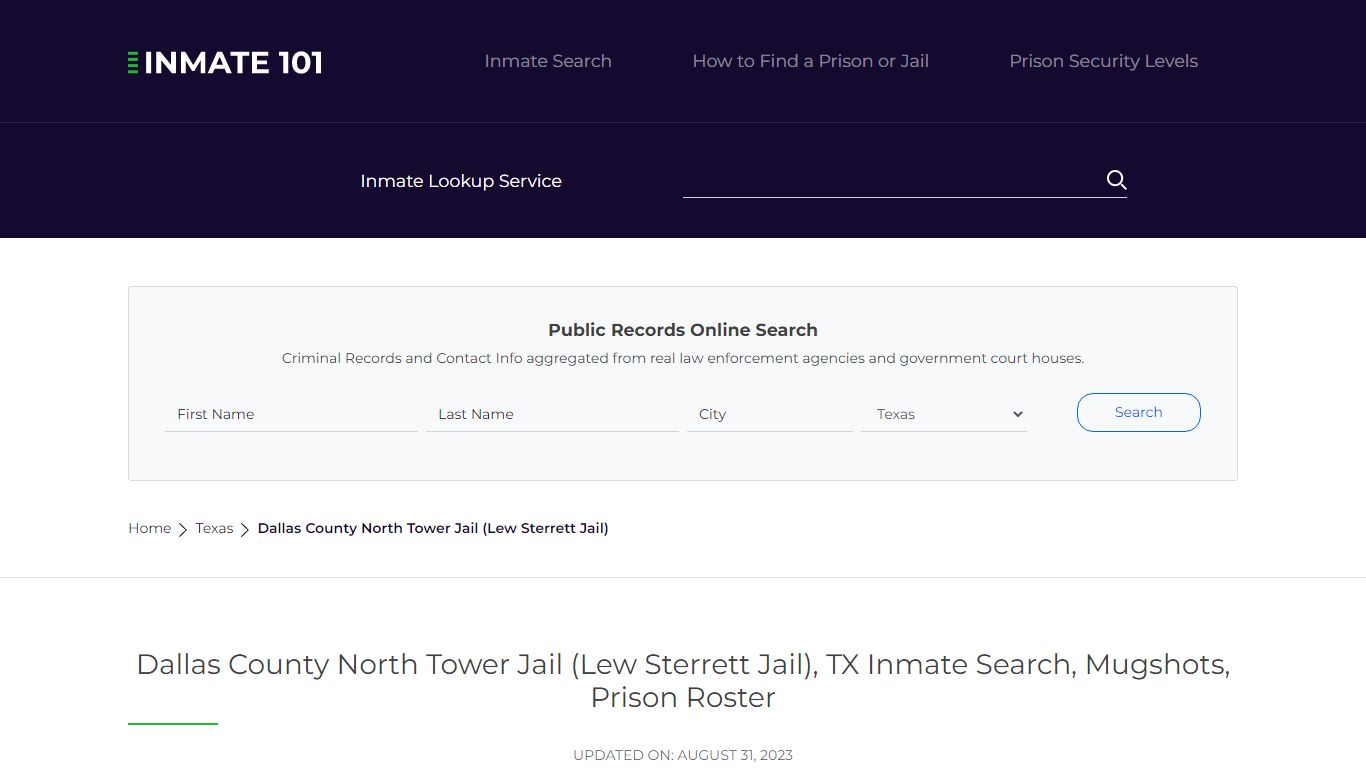 Dallas County North Tower Jail (Lew Sterrett Jail) - Inmate101